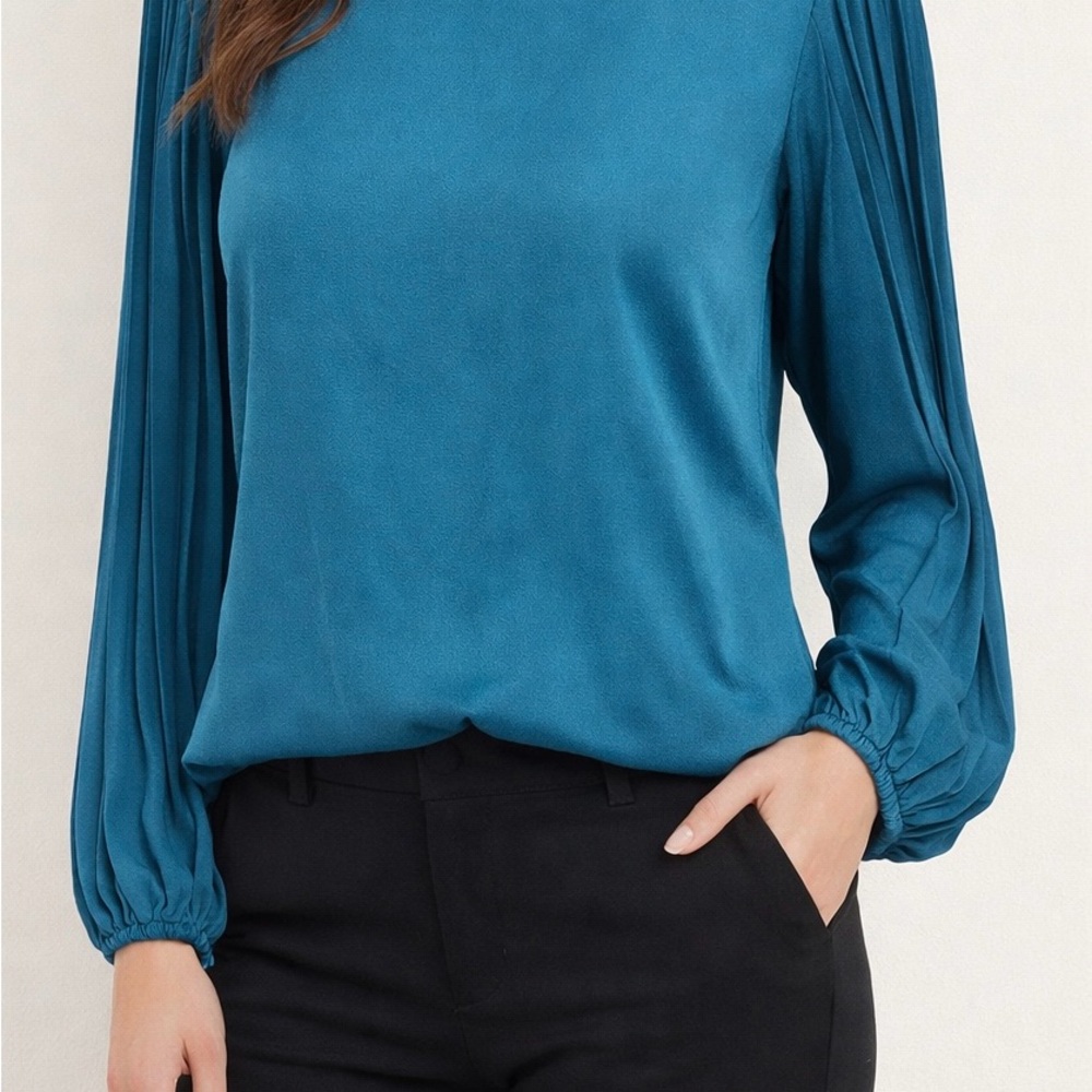 SHEIN Teal Long Sleeve Blouse